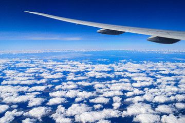 Airplane wing in flight