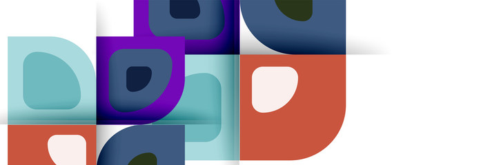 Fototapeta premium Set of vector modern geometric abstract backgrounds with repeating abstract round shapes patterns and shadow effects