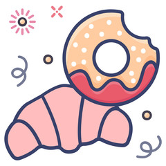 
Croissant with donut, bakery items 
