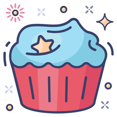 
Design of cupcake vector, flat icon style 
