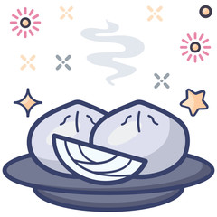 
Design of dumplings served in a tray 
