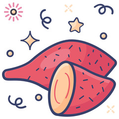 
Sweet potatoes in editable flat style, healthy diet 
