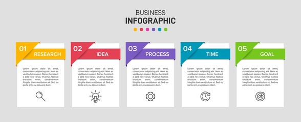 Infographic design with icons and 5 options or steps. Thin line vector. Infographics business concept. Can be used for info graphics, flow charts, presentations, web sites, banners, printed materials.