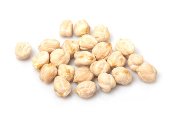 Close up of chickpeas isolated on white background