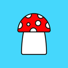 Mushroom shape icon. Champignon silhouette set. Simple flat shape toadstool ot fly agaric symbol. Fly agaric logo sign. Vector illustration image. Isolated on blue background