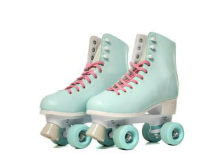 Roller skates on white background