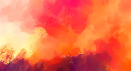 Contemporary art. Hand made painting. Modern artwork. Painting with brushstrokes of watercolor on surface. 2d illustration. Artistic background image. Abstract painting on canvas. Colorful texture.