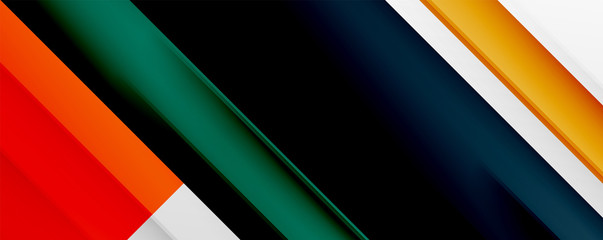 Geometric abstract backgrounds with shadow lines, modern forms, rectangles, squares and fluid gradients. Bright colorful stripes cool backdrops