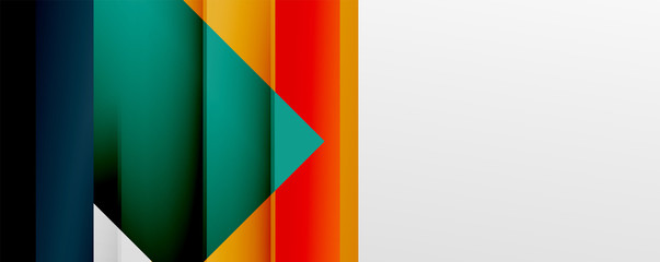 Geometric abstract backgrounds with shadow lines, modern forms, rectangles, squares and fluid gradients. Bright colorful stripes cool backdrops