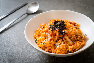 kimchi fried rice with seaweed and white sesame