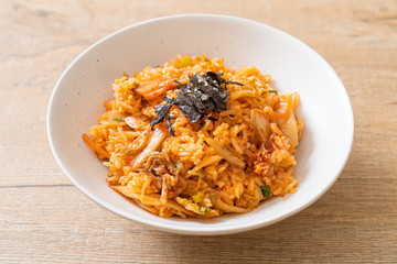 kimchi fried rice with seaweed and white sesame