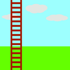 Ladder and blue sky with clouds, vector illustration