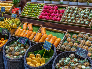 Colorful fruit at a market in Asia