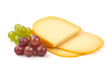Traditional Dutch Gouda cheese, isolated on white background