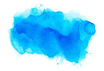blue splash of paint watercolor on paper.