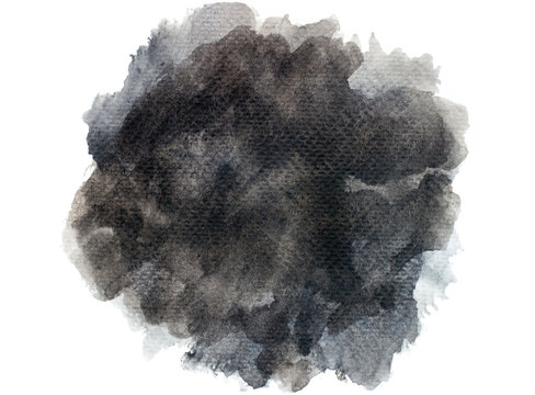 Grey Splash Of Paint Watercolor On Paper.