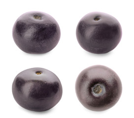 Set of fresh acai berries isolated on white