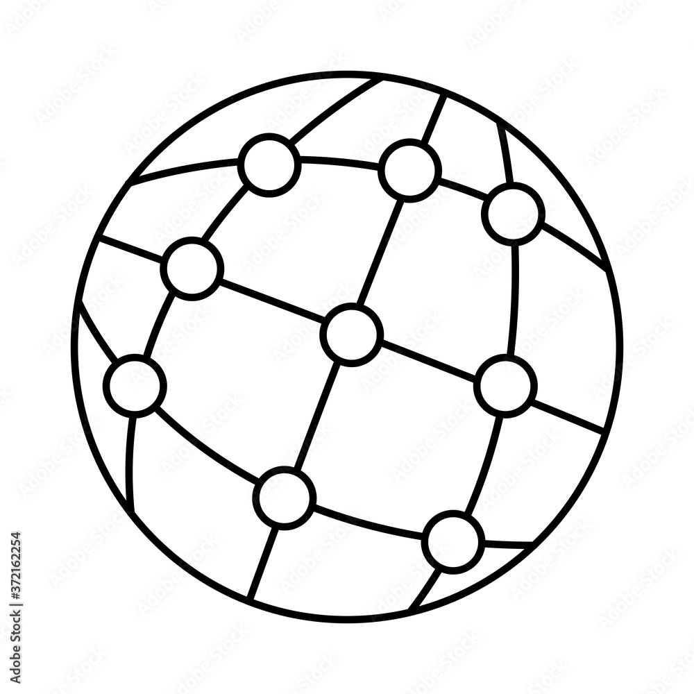 Poster sphere world with points line style icon