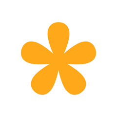 orange flower single isolated on white background, petals flower orange for clip art, illustration orange flower for kids, simple flower for card decoration graphic