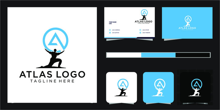 creative atlas with monogram A  logo design premium vector