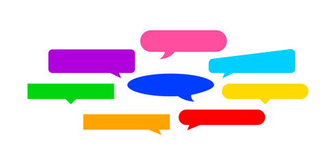 Fototapeta premium speech bubble colorful horizontal isolated on white, many horizontal frame speech bubble shape, dialog box balloon for chat, discussion chat symbol for text title, balloon speech of talk, copy space