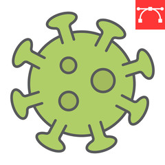 Coronavirus color line icon, virus and covid-19, 2019-ncov sign vector graphics, editable stroke filled outline icon, eps 10.
