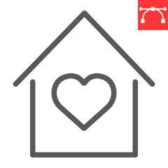 Stay at home line icon, coronavirus and covid-19, quarantine sign vector graphics, editable stroke linear icon, eps 10.