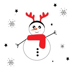 cute christmas snowman vector illustration