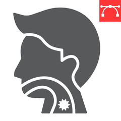 Sore throat glyph icon, pain and covid-19, sickness sign vector graphics, editable stroke solid icon, eps 10.