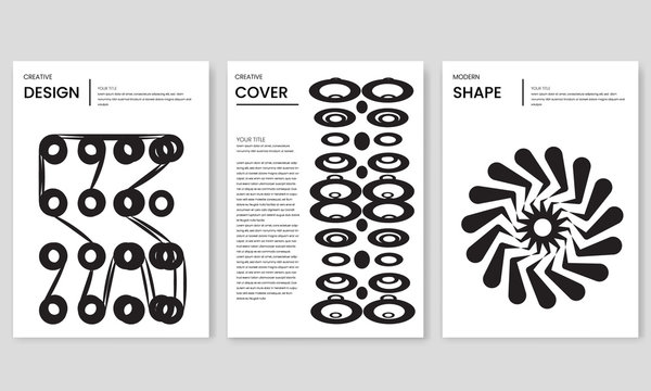 Set of minimalist posters with abstract shapes.Design poster, cover, wallpaper, notebook, catalog. Pro Vector.