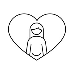 family mother pregnancy figure in heart line style icon