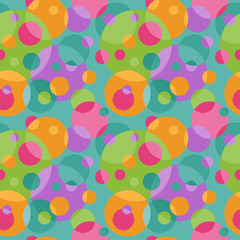 Beautiful seamless children background  with overlap colorful circles (bubbles) - bright vector wallpaper