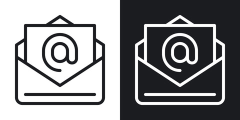 E-Mail, corporate messenger or team chat icon. Simple two-tone vector illustration on black and white background