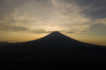 Sunrise above the volcano Batur. Kintomani, Bali