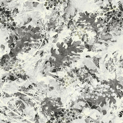 Vintage seamless watercolor pattern of autumn leaves. Branches with flowers. maple and oak leaf. Abstract paint splash. autumn leaf.oak, leaf. Monochrome background.A branch of berries, currants