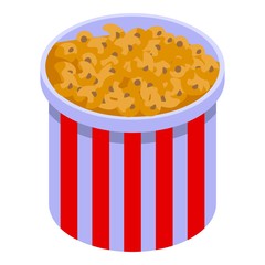 Gluttony popcorn basket icon. Isometric of gluttony popcorn basket vector icon for web design isolated on white background