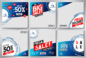 Social media advertisement - sale template - vector illustration