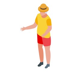 Man retirement holiday icon. Isometric of man retirement holiday vector icon for web design isolated on white background