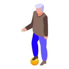 Man retirement play soccer icon. Isometric of man retirement play soccer vector icon for web design isolated on white background