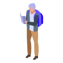Man retirement travel icon. Isometric of man retirement travel vector icon for web design isolated on white background