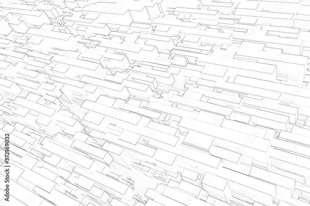Poster 3d modern tech pattern drawing blueprint style white abstract background.3d illustration and renderi