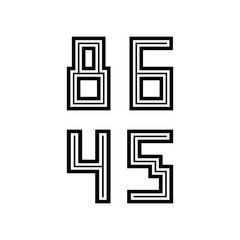 Eighty Six Forty Five Numbers Typography Stylish Vector Design