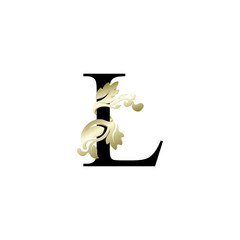 initial letter L luxury overlapping ornament gold color