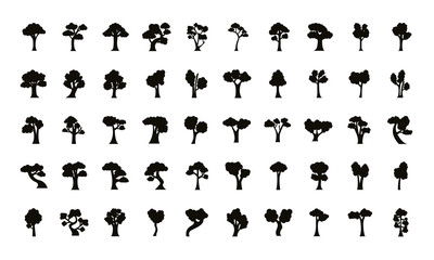 bundle of fifty trees set icons