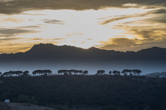 Sunset in Sierra de Grazalema natural park, Cadiz province, Andalusia, Spain.