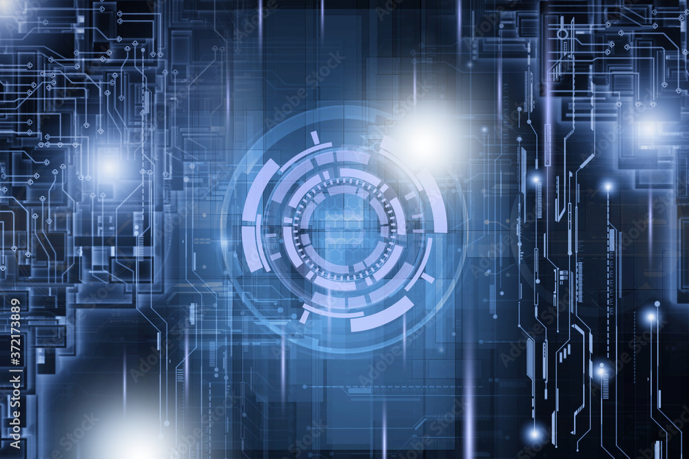 Aufkleber digital future hi-tech technology with futuristic patterns background.