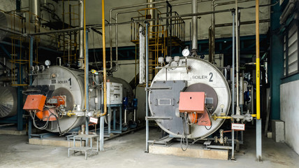 Gas boiler room for steam production of manufacturing factory