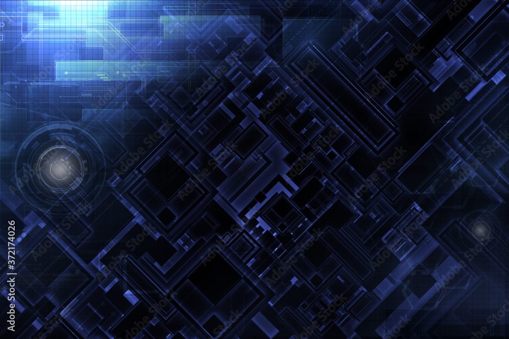 Poster future digital background with futuristic grid line circuit patterns.