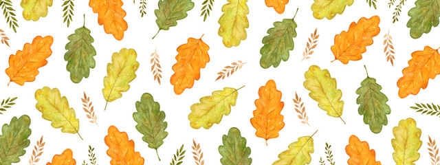 秋の葉っぱ　水彩イラスト  背景