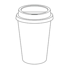 outline drawing of paper or plastic hot coffee cup with blank copy space use for your design vector illustrations